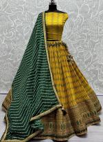 Chinnon Silk Yellow Wedding Wear Mill Printed Lehenga Choli